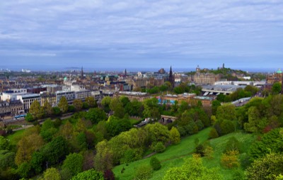  View from Edinburgh Castle, Waverley Station, Calton Hill and Leith, now with the Golder Turd 